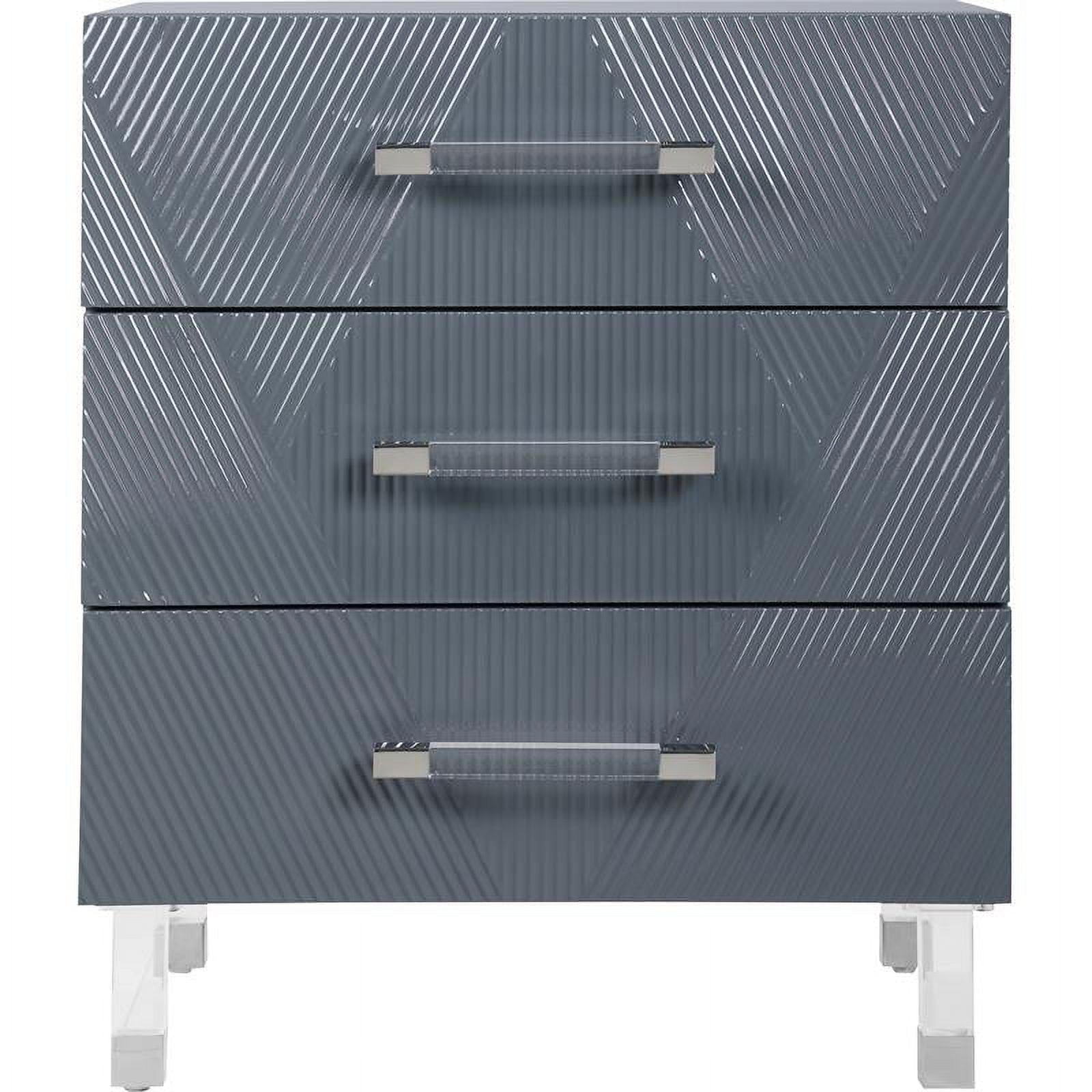 Gray Lacquer Acrylic Rectangular Accent Table with Storage