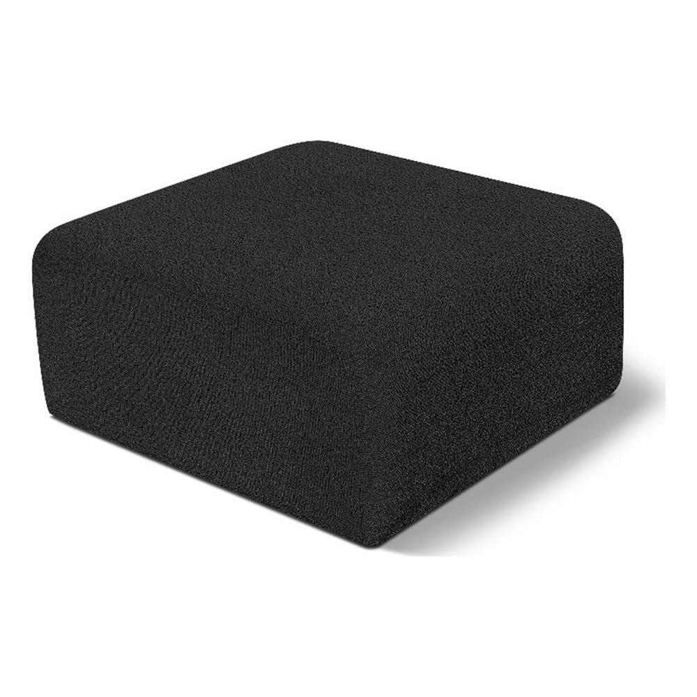 Arc Black Boucle Fabric Tufted Ottoman