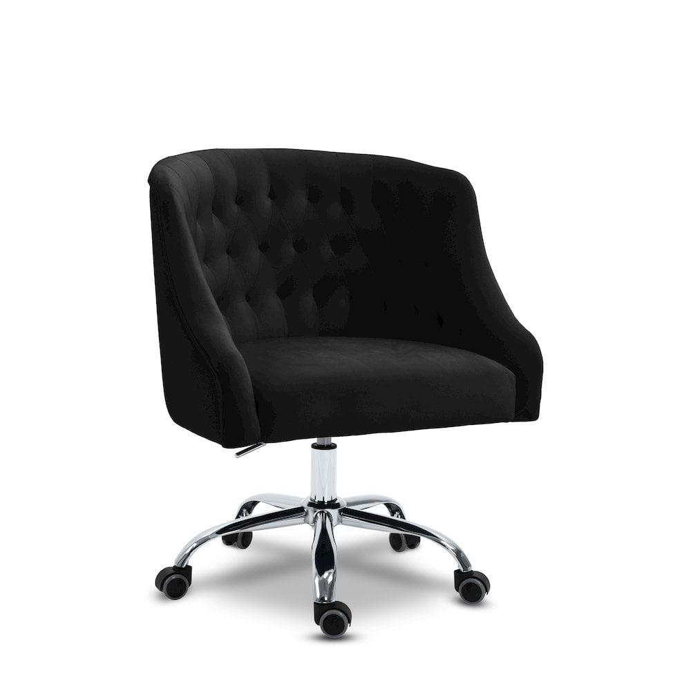 Meridian Furniture Arden Swivel Adjustable Black Velvet and Chrome Office Chair