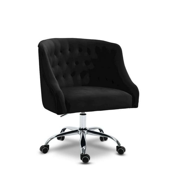 Meridian Furniture Arden Swivel Adjustable Black Velvet and Chrome Office Chair