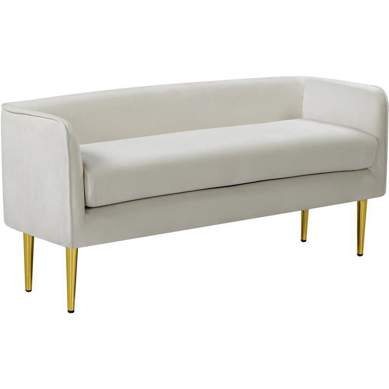 Audrey 52'' Cream Velvet Bench with Gold Metal Legs