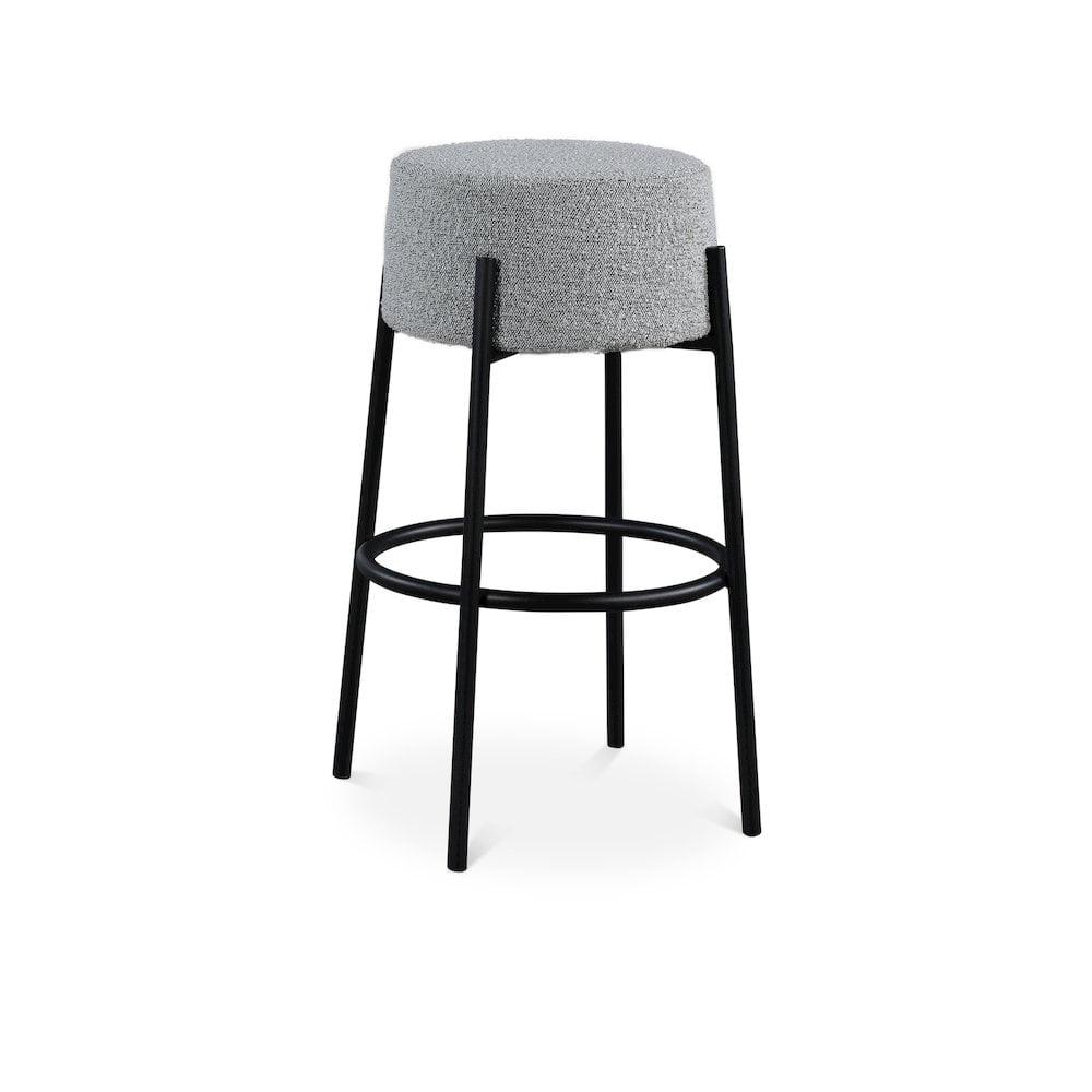Meridian Furniture Avalon Grey Boucle Fabric Bar Stool