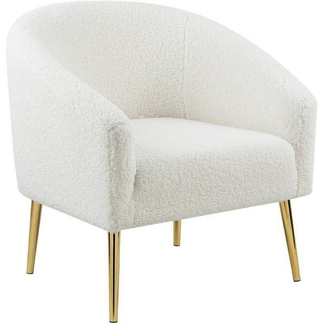 Meridian Furniture Barlow Faux Sheepskin Fur Accent Chair with Gold Legs