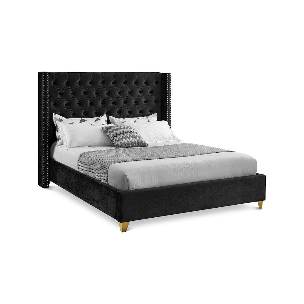 Meridian Furniture Barolo Black Velvet Queen Bed