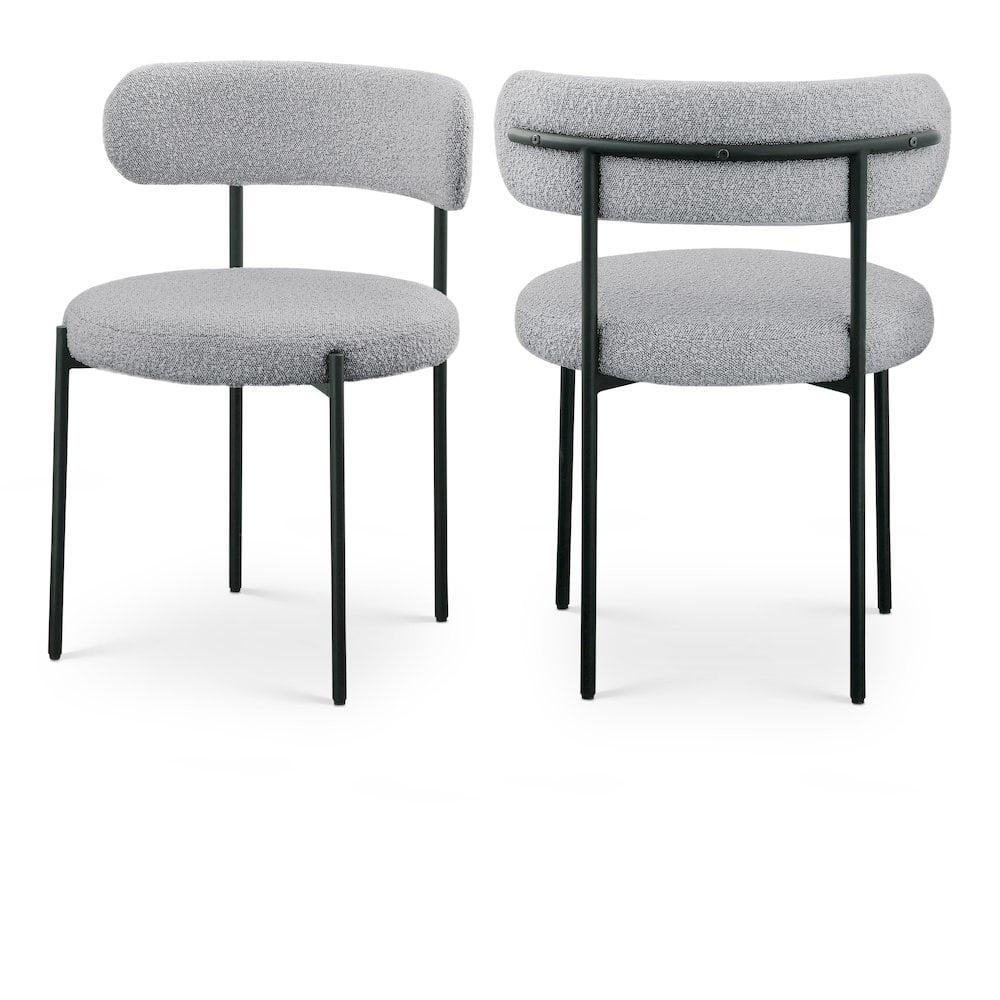 Meridian Furniture Beacon Silla de Comedor de Tela Boucle Gris