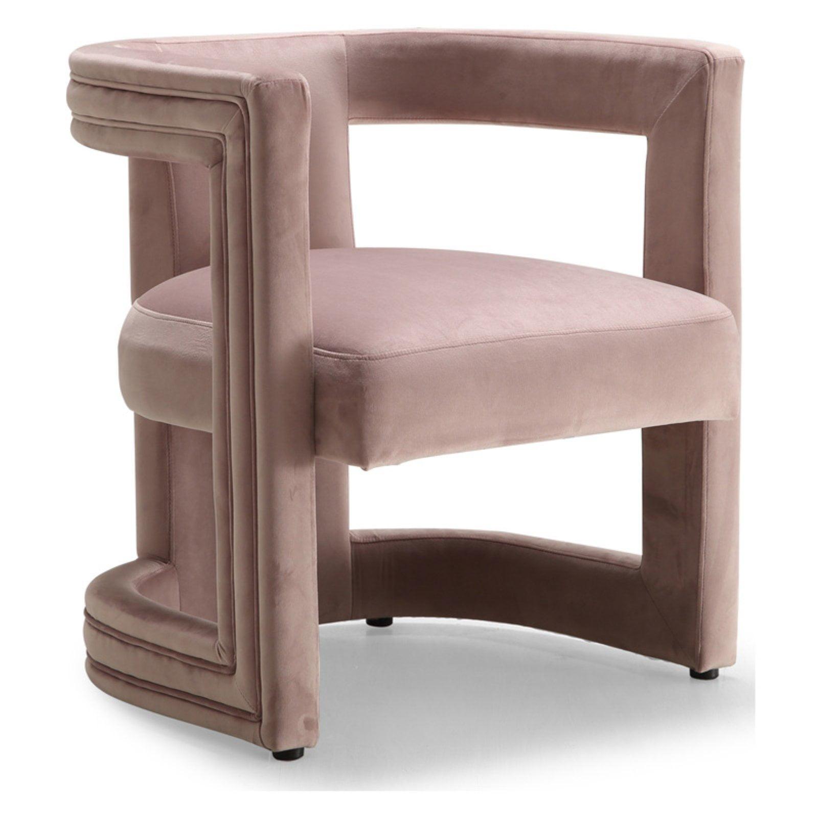 Blair Contemporary Pink Velvet Barrel Accent Chair