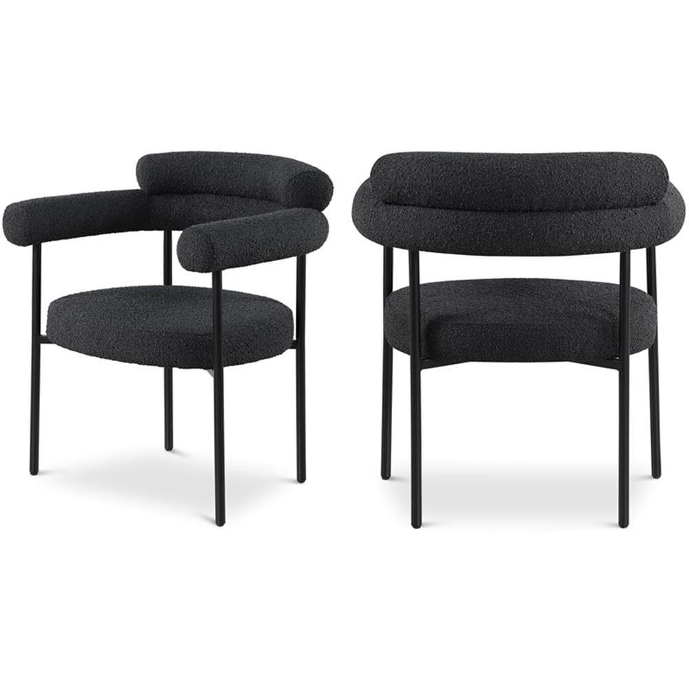 Meridian Furniture Blake Black Boucle Fabric Dining Chair Set of 2