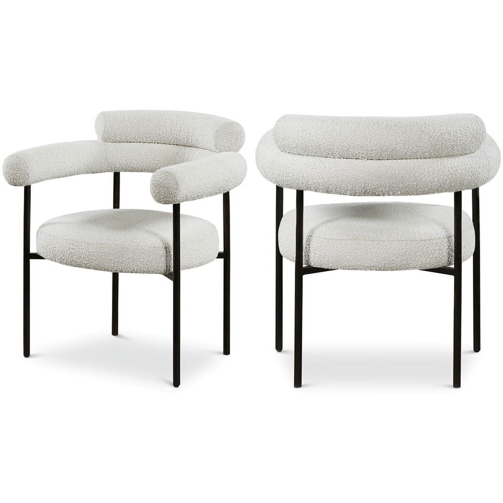 Meridian Furniture Blake Cream Boucle Fabric Dining Chair Set of 2