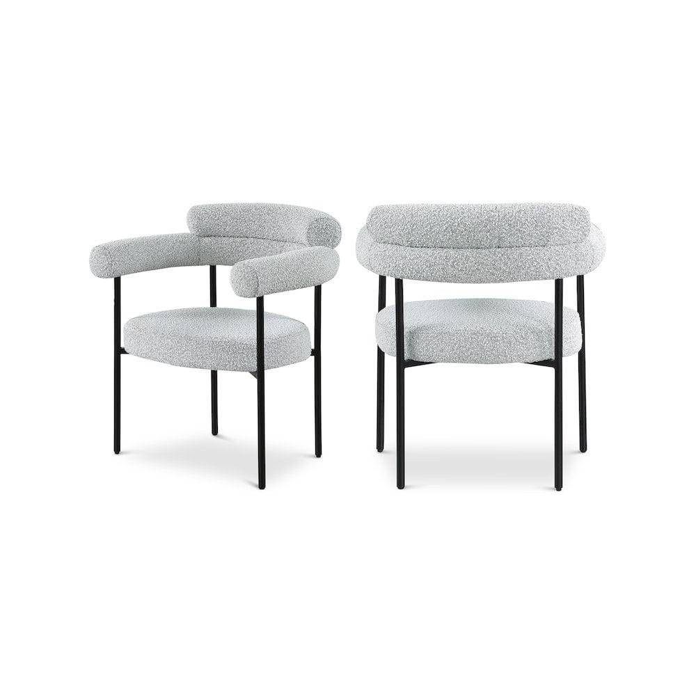 Meridian Furniture Blake Grey Boucle Fabric Dining Chair Set of 2