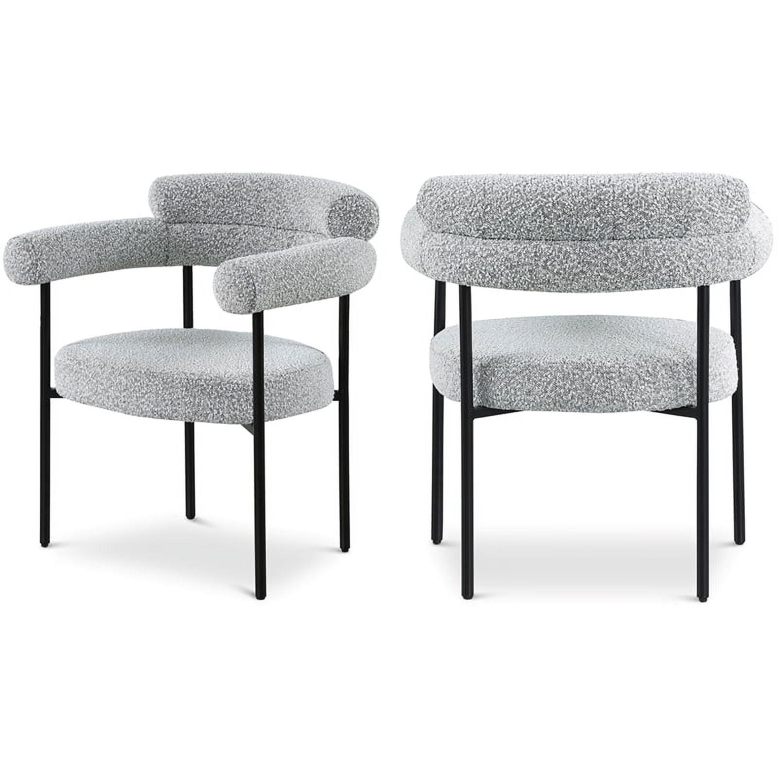 Contemporary Gray Boucle Upholstered Dining Chair with Matte Metal Frame