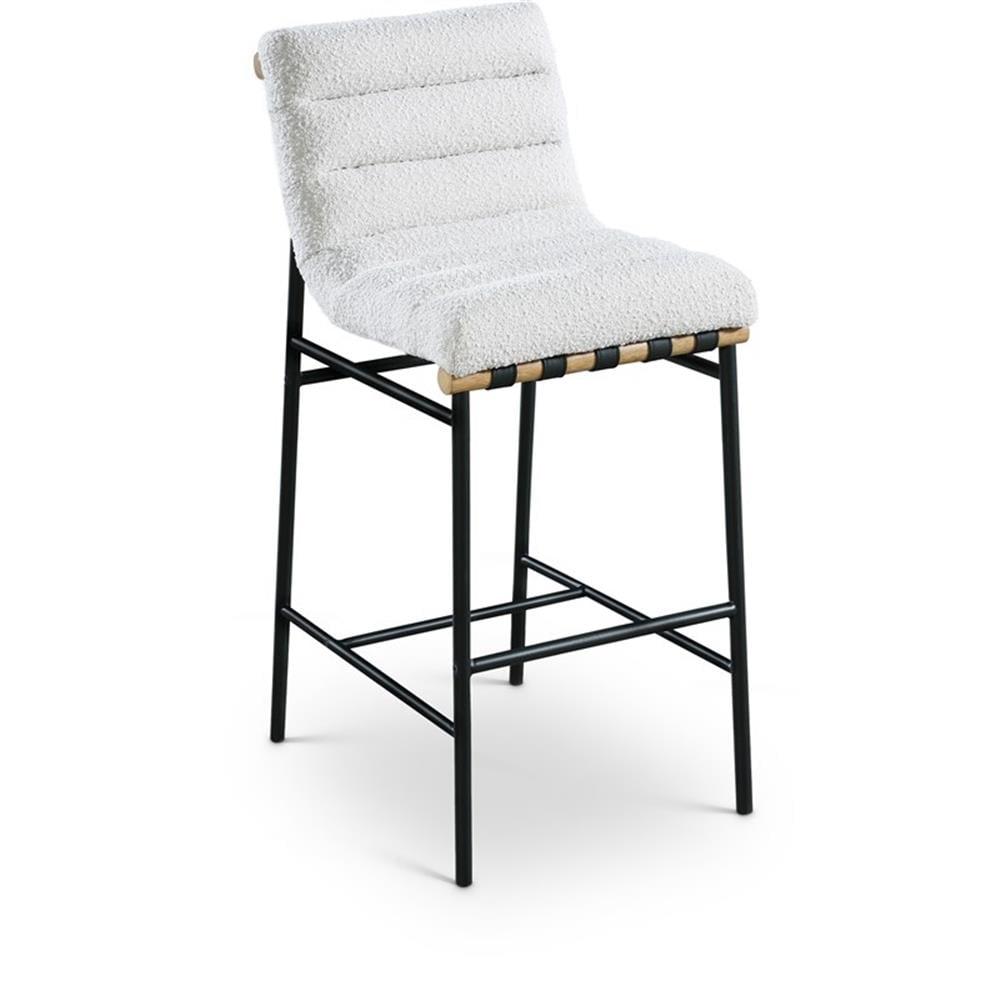 Burke Cream Boucle Fabric and Black Metal Bar Stool