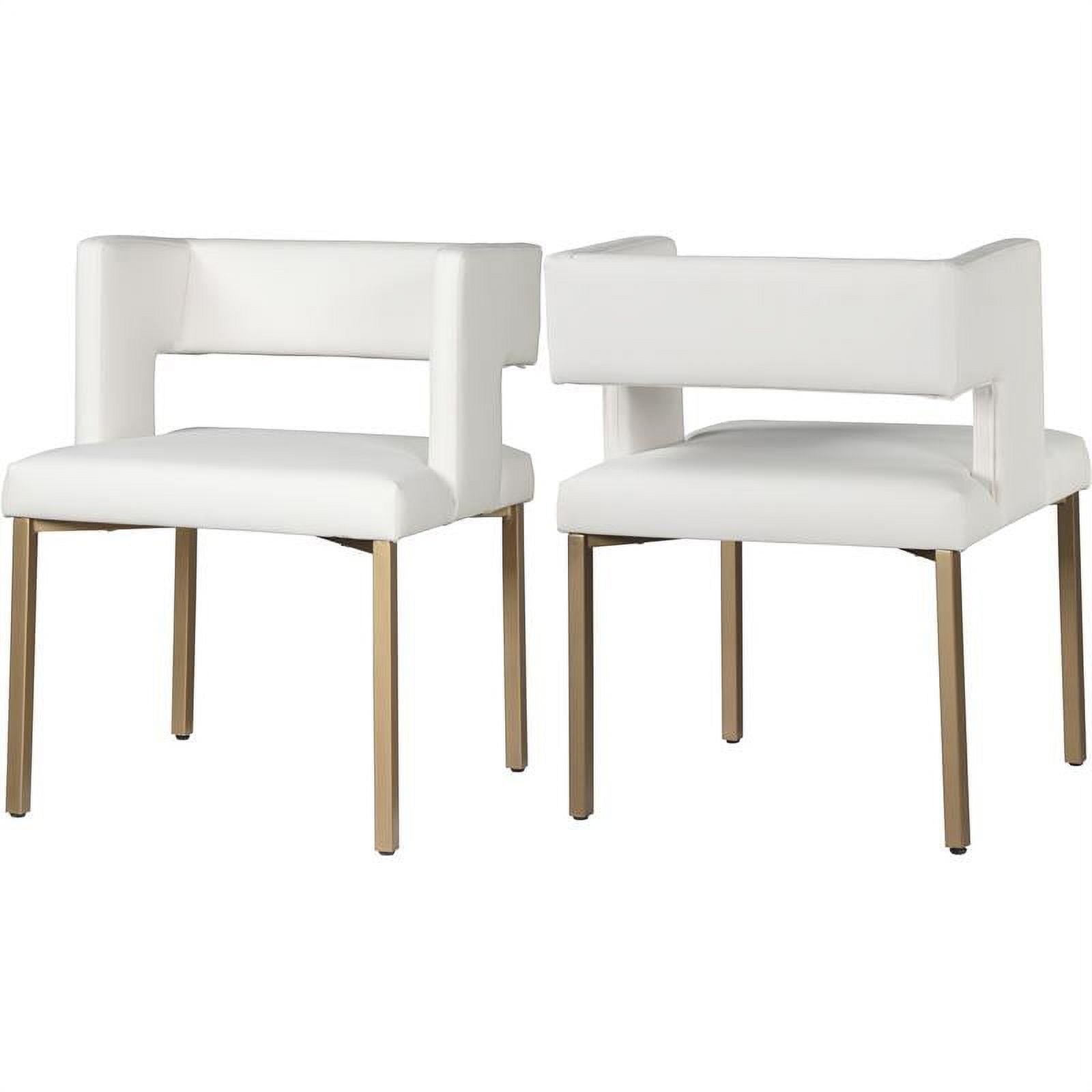 White Faux Leather Dining Chair with Gold Legs