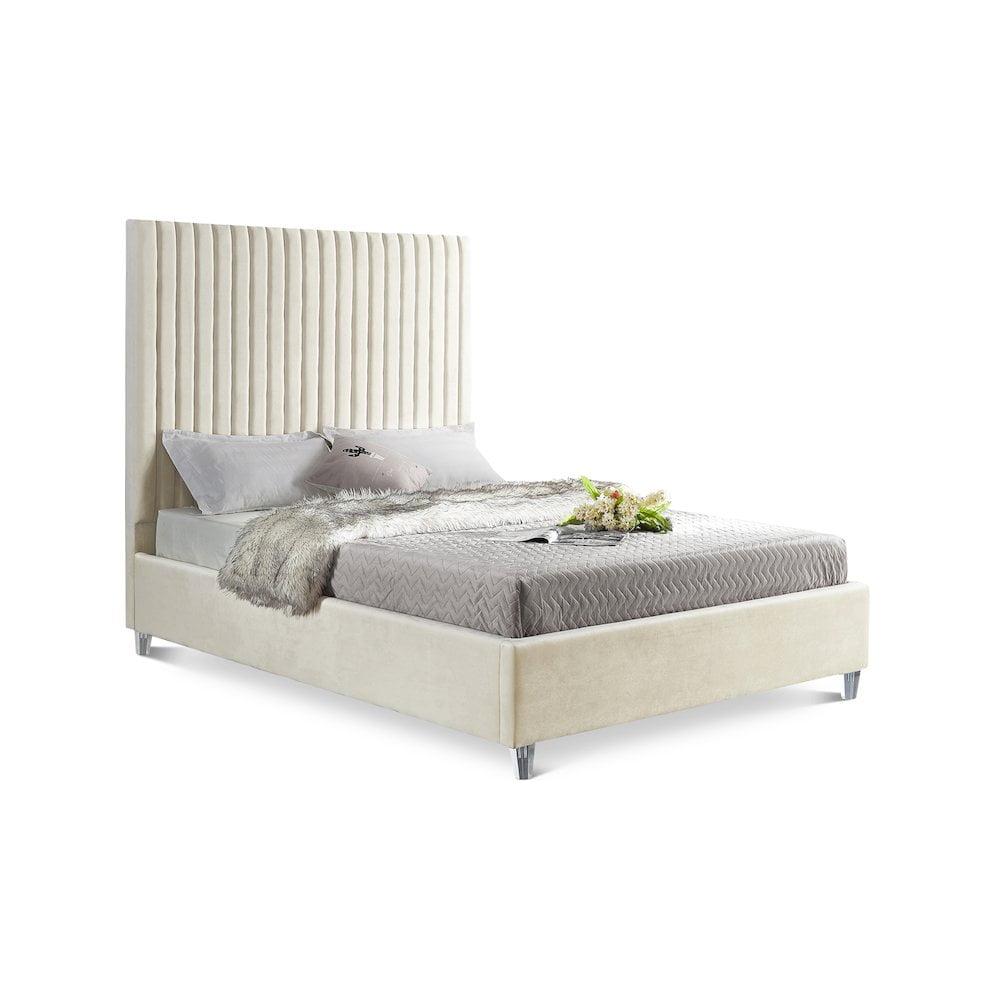 Meridian Furniture Candace Cream Velvet Full Bed