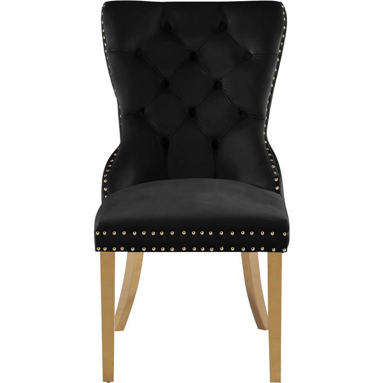 Luxurious Black Velvet 27" Dining Chair with Gold Metal Accents