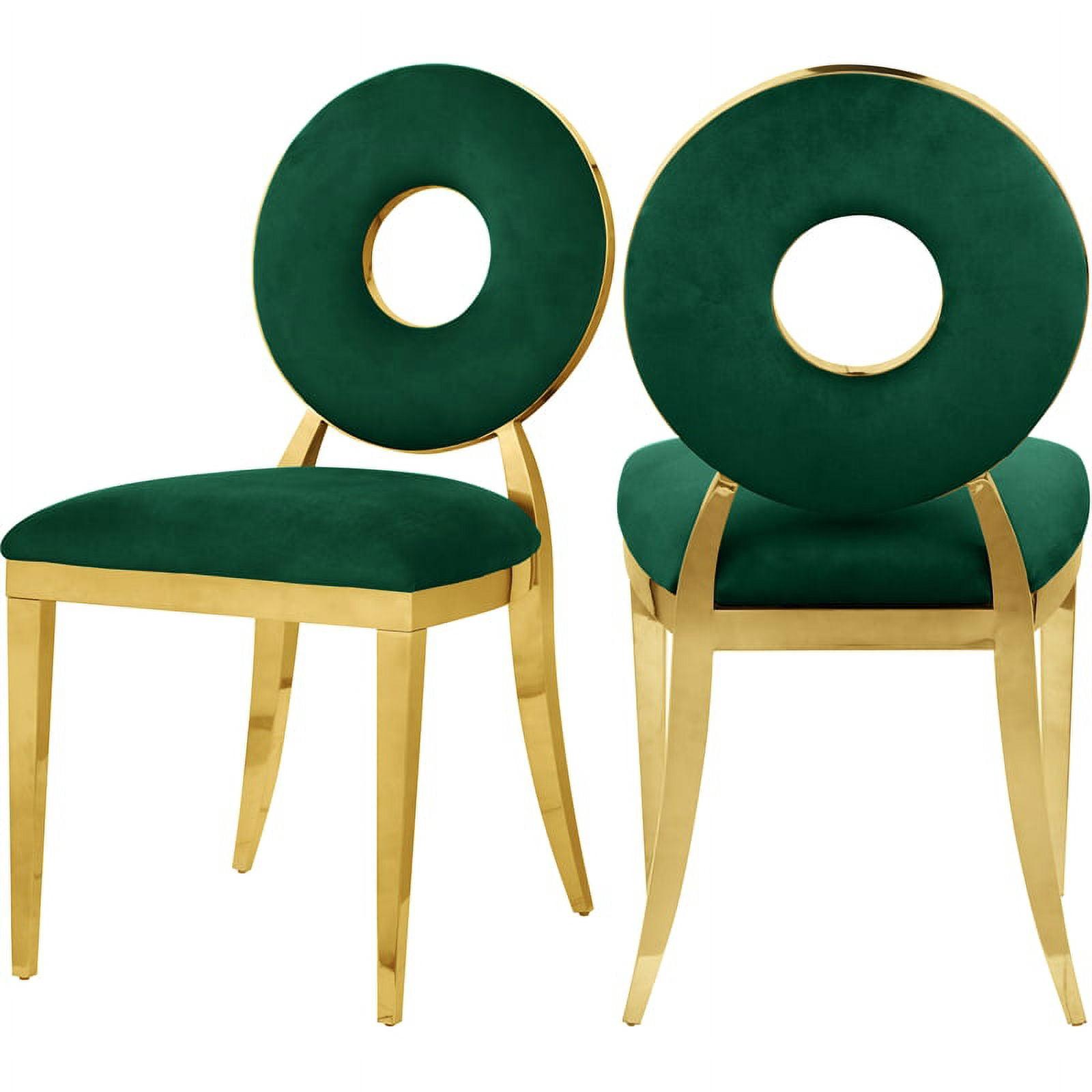 Chic Carousel Green Velvet Dining Chair with Gold Metal Frame
