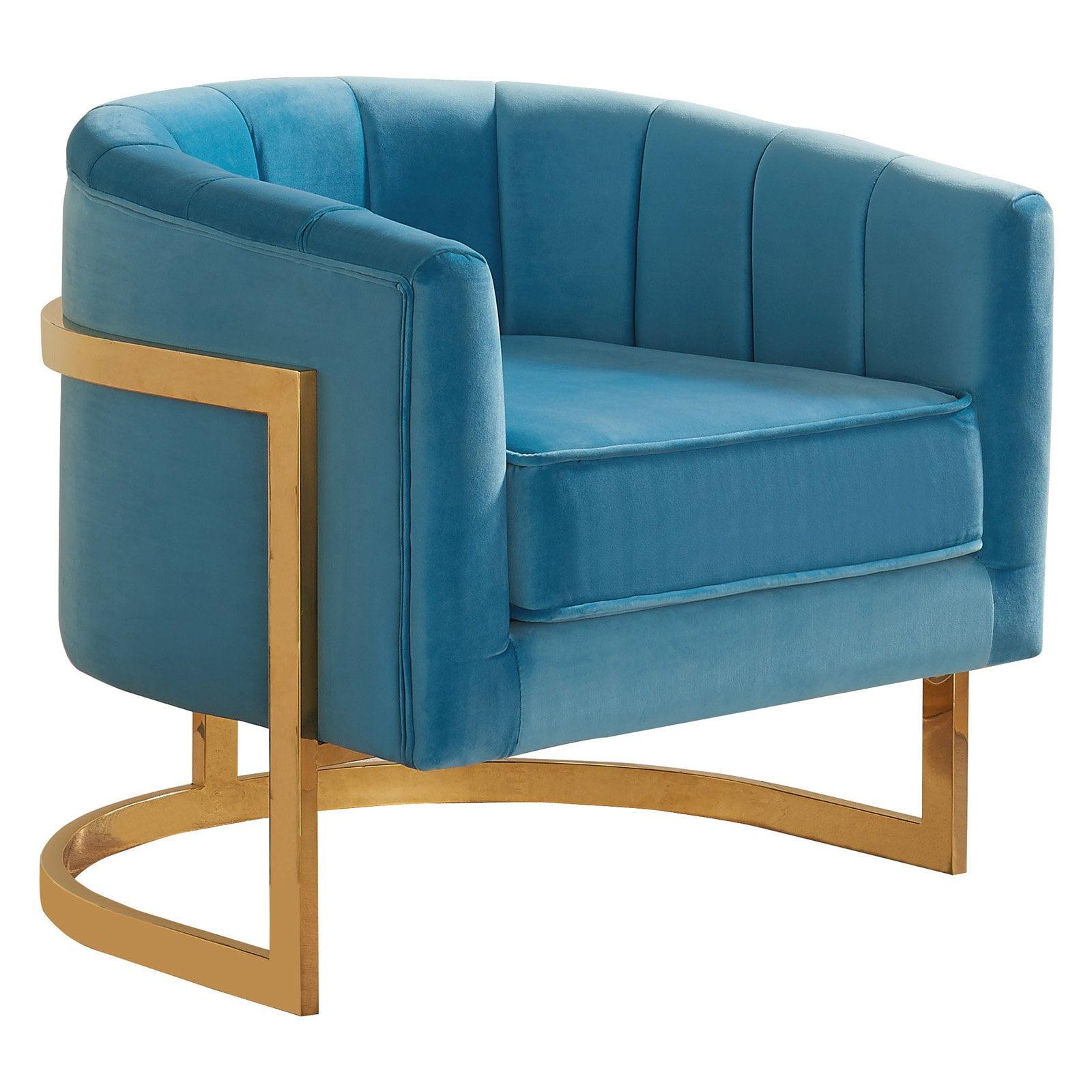 Meridian Furniture Carter Aqua Velvet Accent Chair with Stainless Steel Base