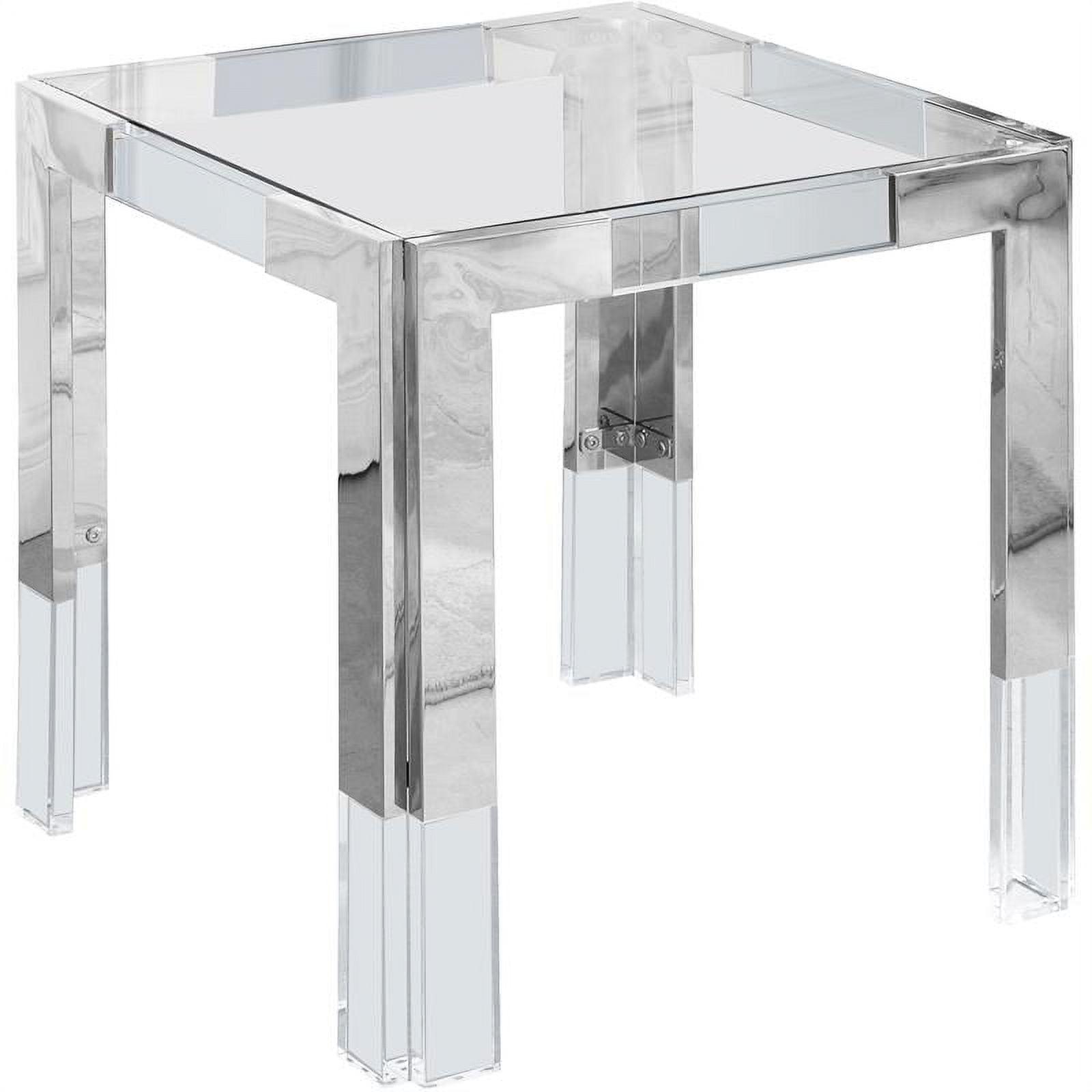 Casper Chrome Square Glass-Top End Table with Stainless Steel Accents