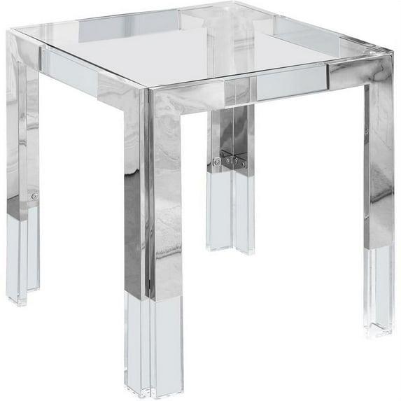 Meridian Furniture Casper Stainless Steel Squared Glass Top End Table in Chrome