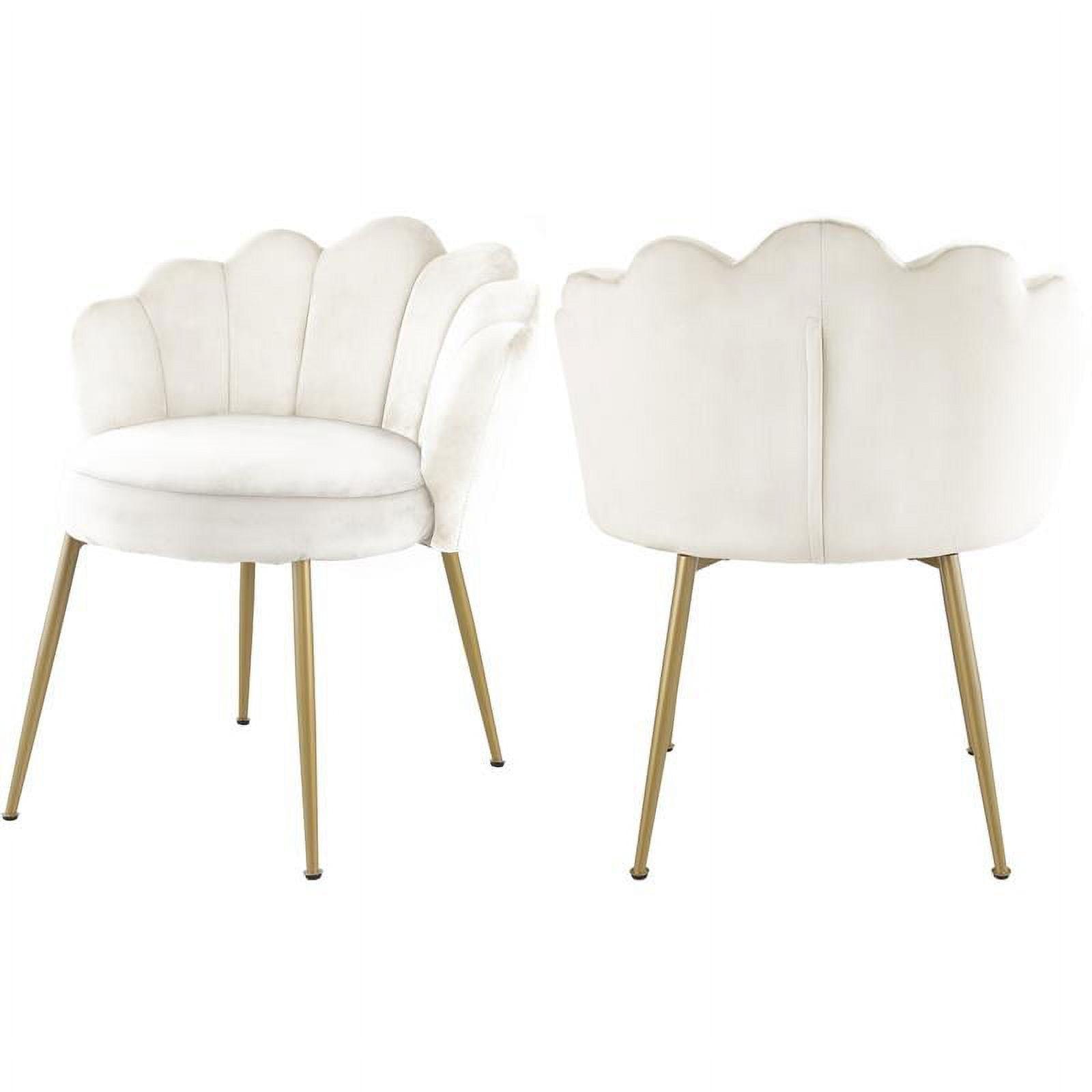 Elegant Cream Velvet Upholstered Side Chair with Brushed Gold Legs