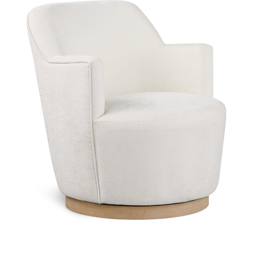 Meridian Furniture Clarita Cream Chenille Fabric Swivel Accent Chair