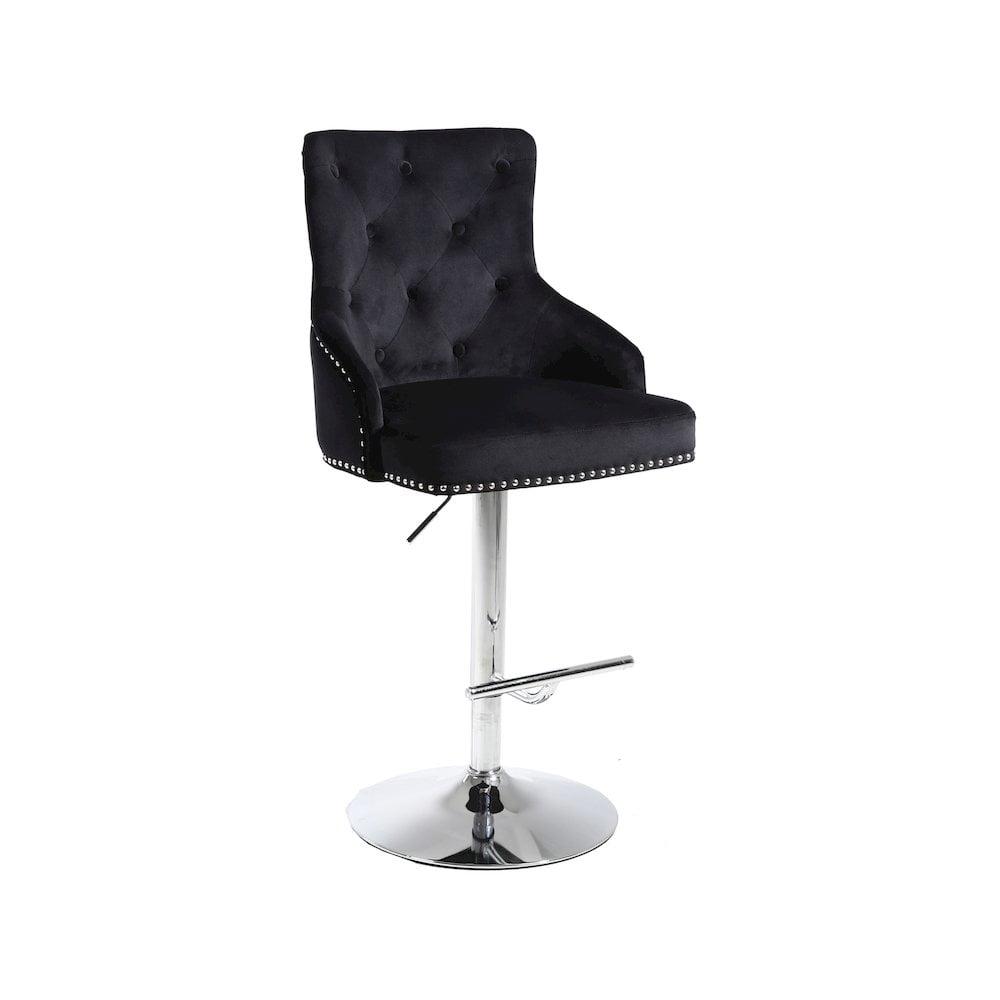 Meridian Furniture Claude 34.5"H Velvet Adjustable Bar Stool in Black