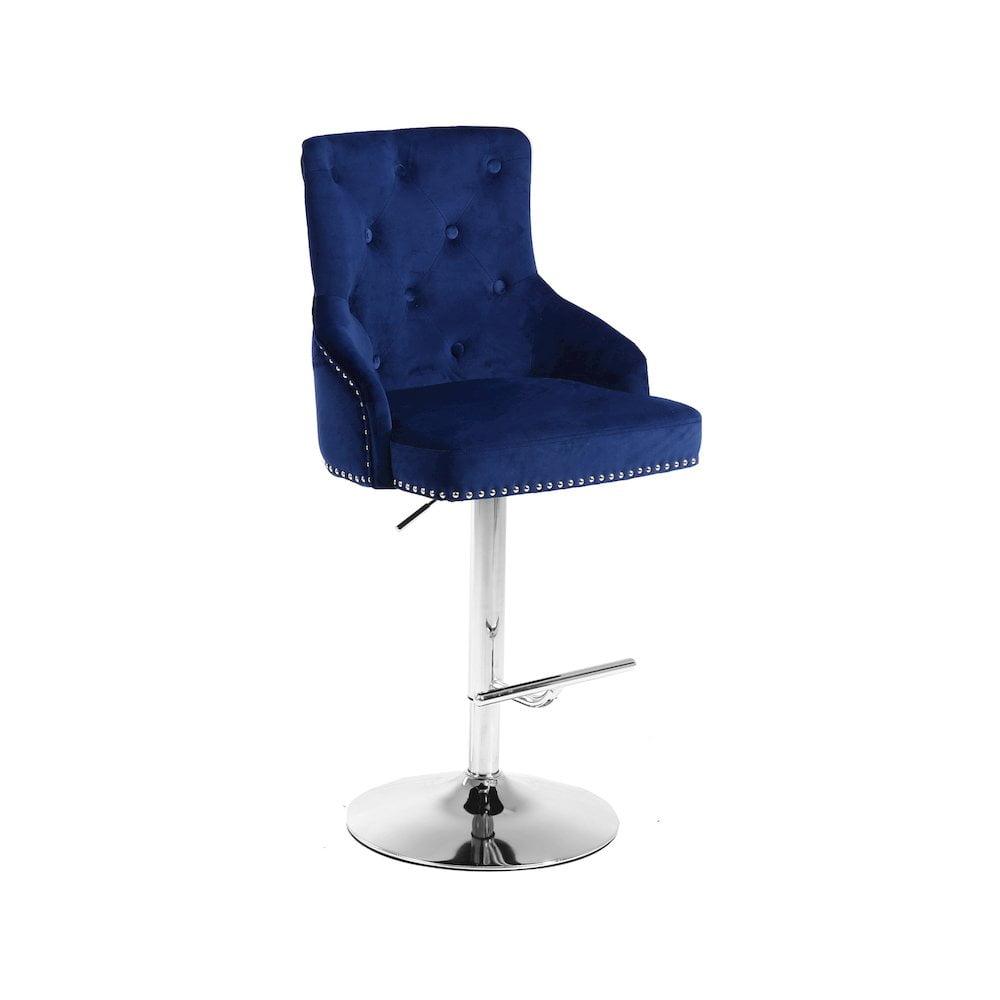 Meridian Furniture Claude 34.5"H Velvet Adjustable Bar Stool in Navy