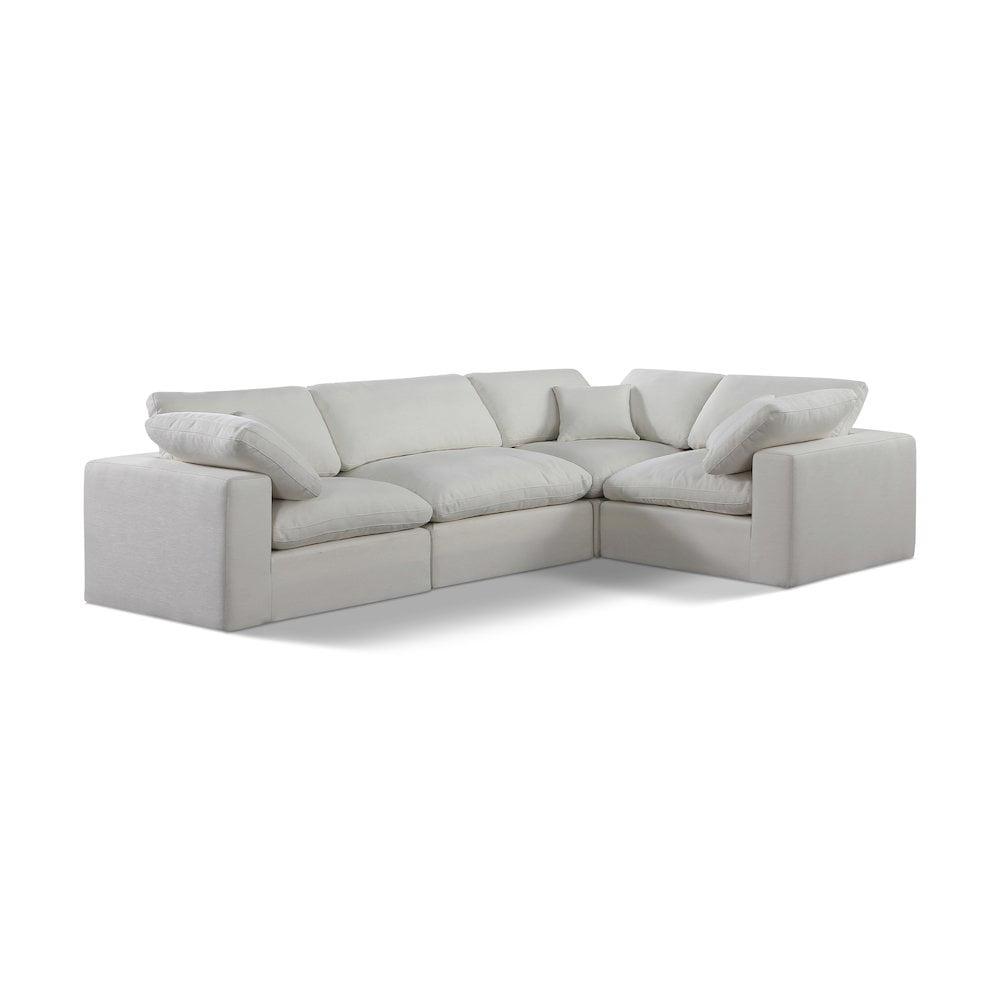 Meridian Furniture Comfy Cream Linen Textured Fabric 4-Pc. Modular Sectional