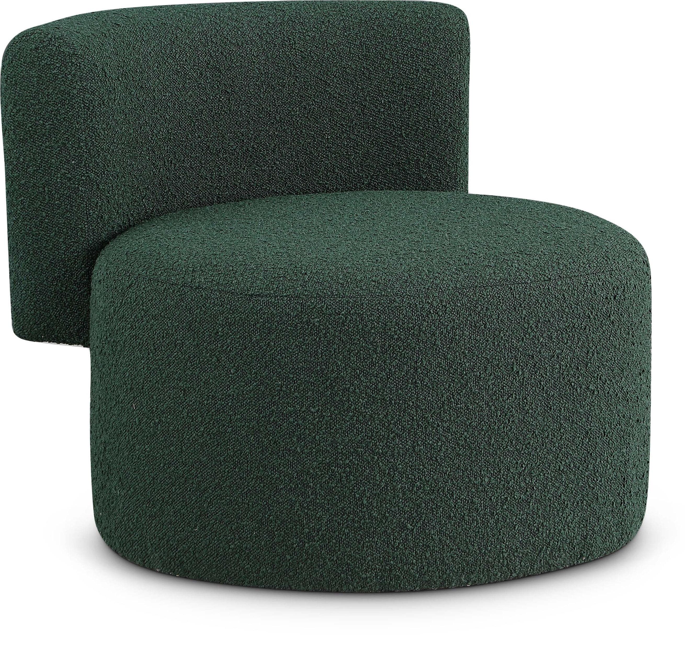 Como Contemporary Green Boucle Fabric & Wood Accent Chair