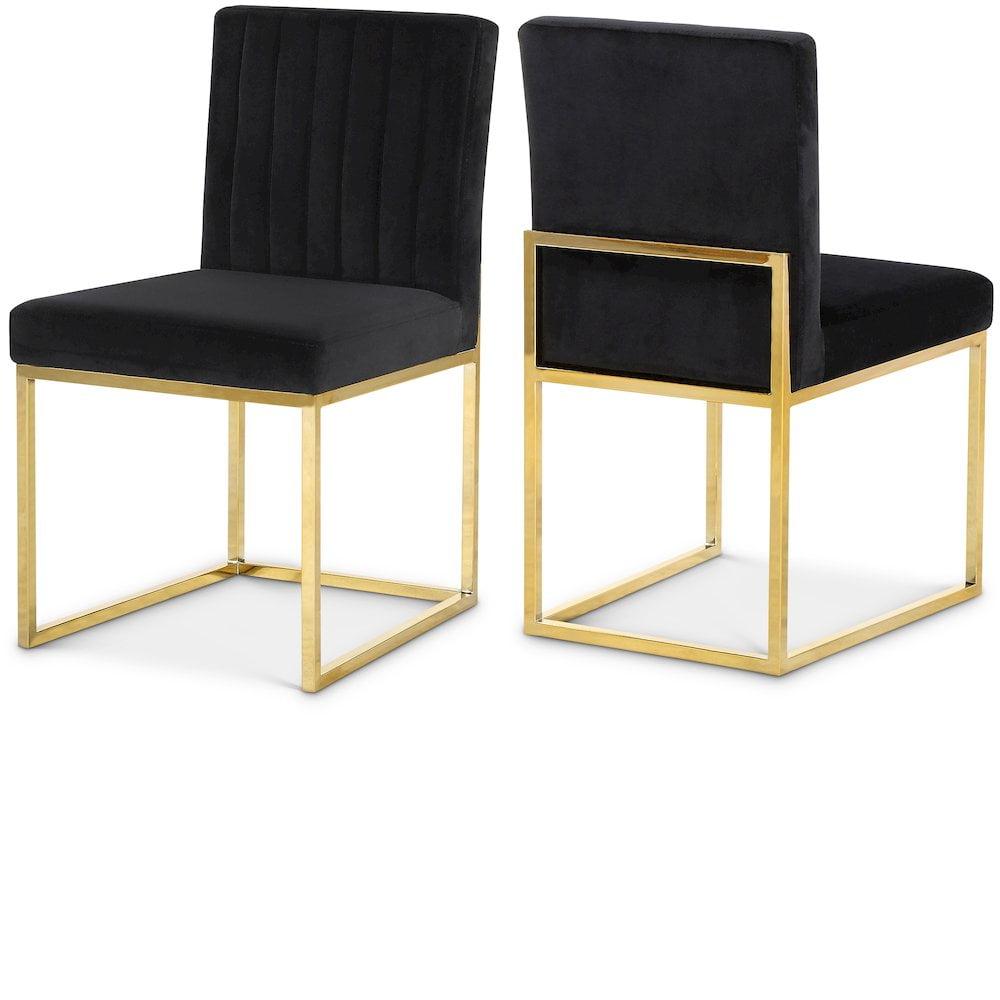 Meridian Furniture Contemporary Giselle Velvet Dining Chair in Black (Set of 2)