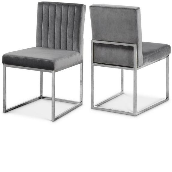 Meridian Furniture Contemporary Giselle Velvet Dining Chair in Gray (Set of 2)