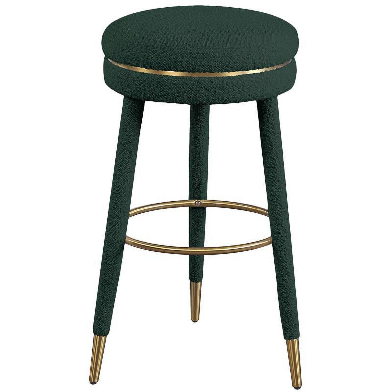 Contemporary Gold and Green Swivel Bar Stool with Wood Accents