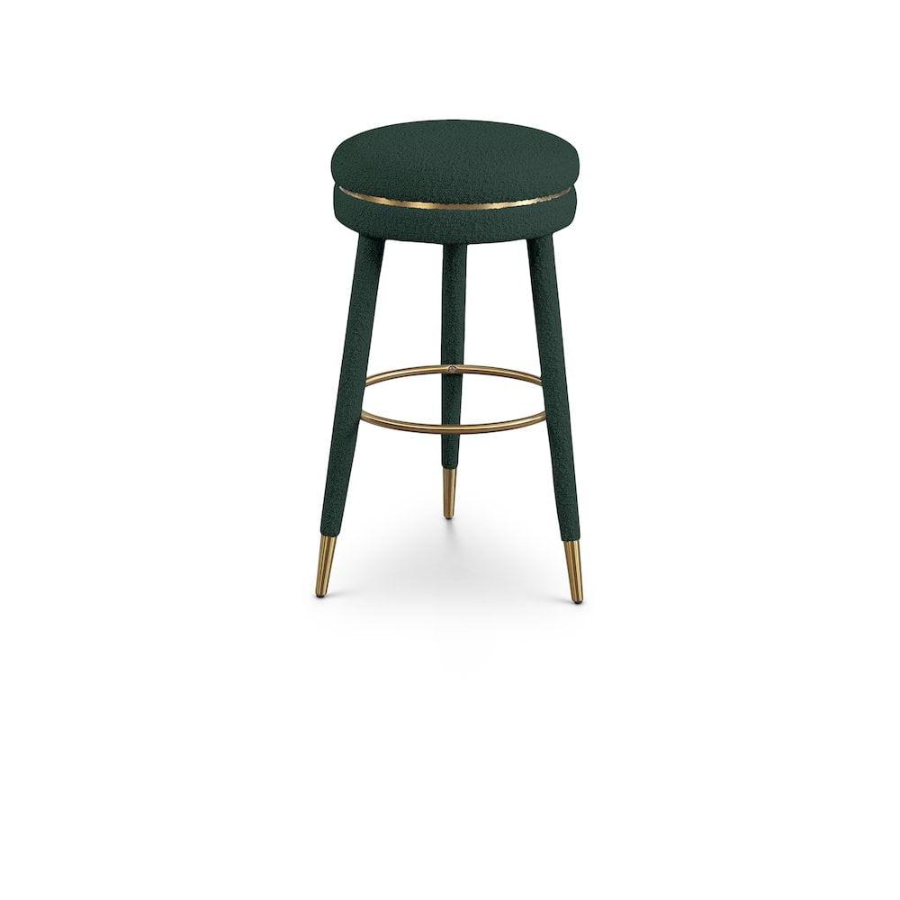 Meridian Furniture Coral Green Boucle Fabric Bar Stool