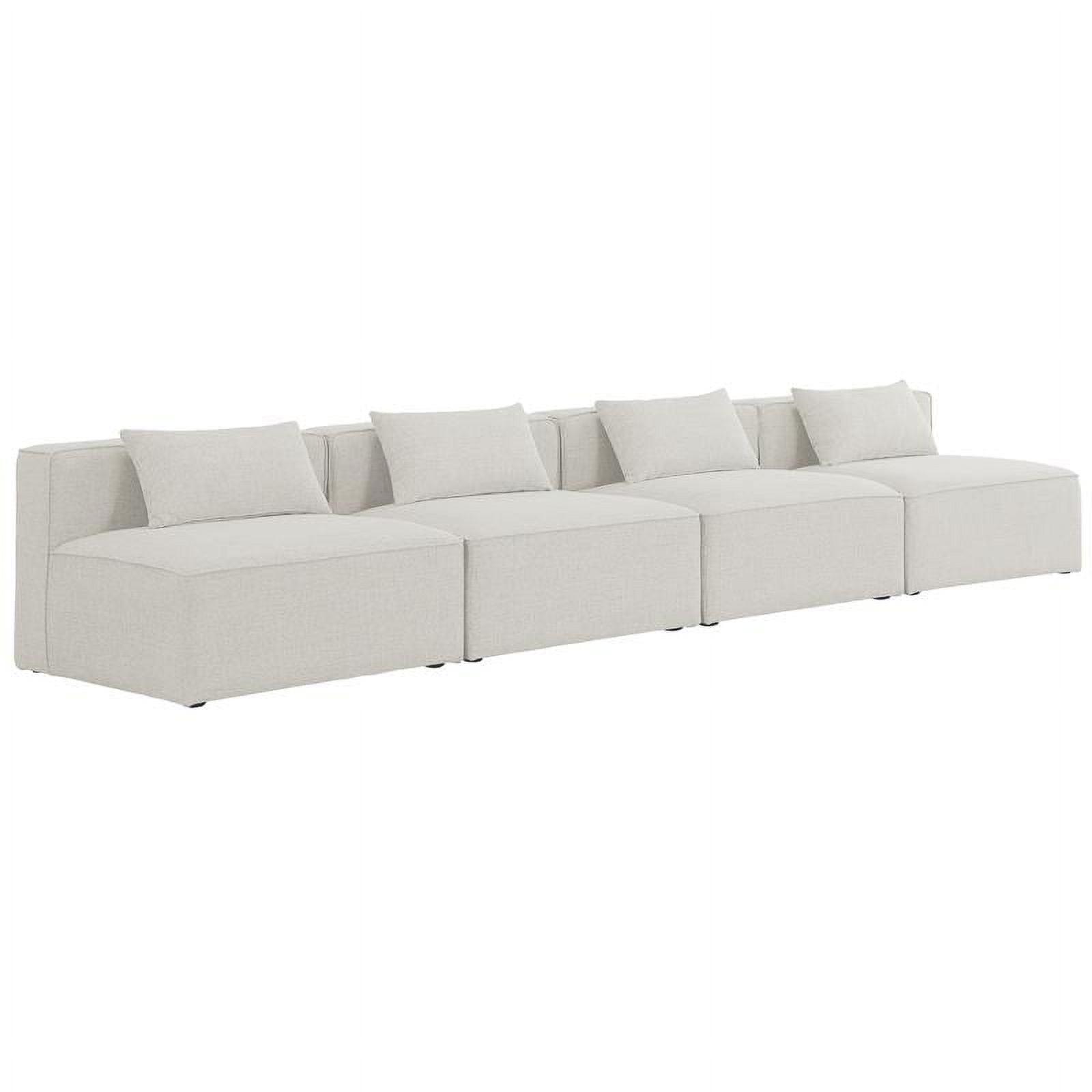 Cube 144'' Beige Linen Modular Armless Sofa