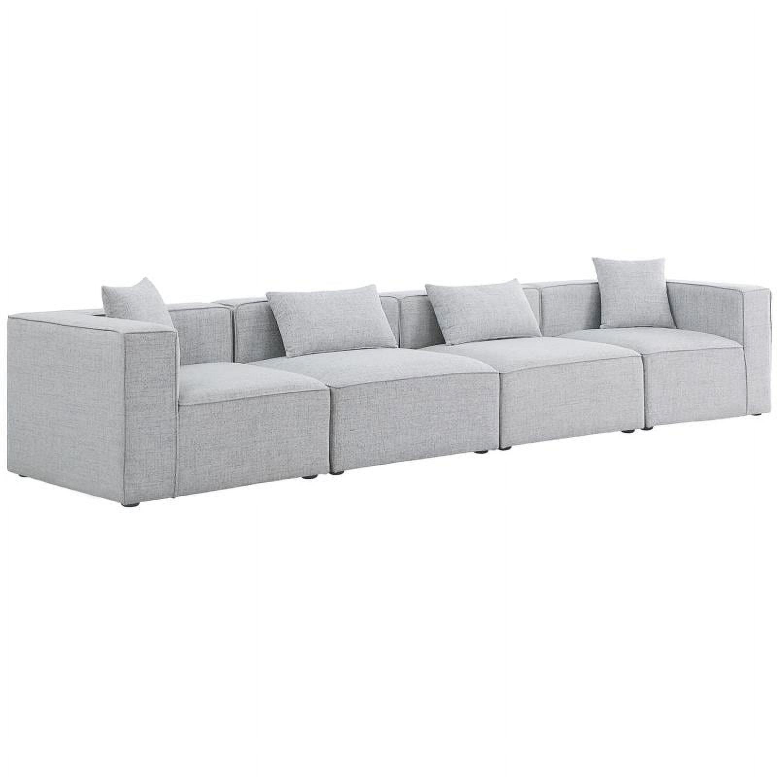 Elegant Grey Linen 144'' Modular Sofa
