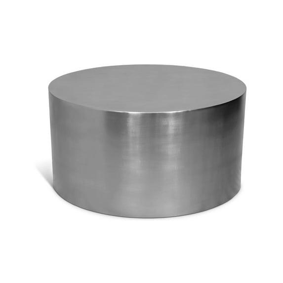 Cylinder Round Brushed Chrome Metal Coffee Table-Meridian Furniture