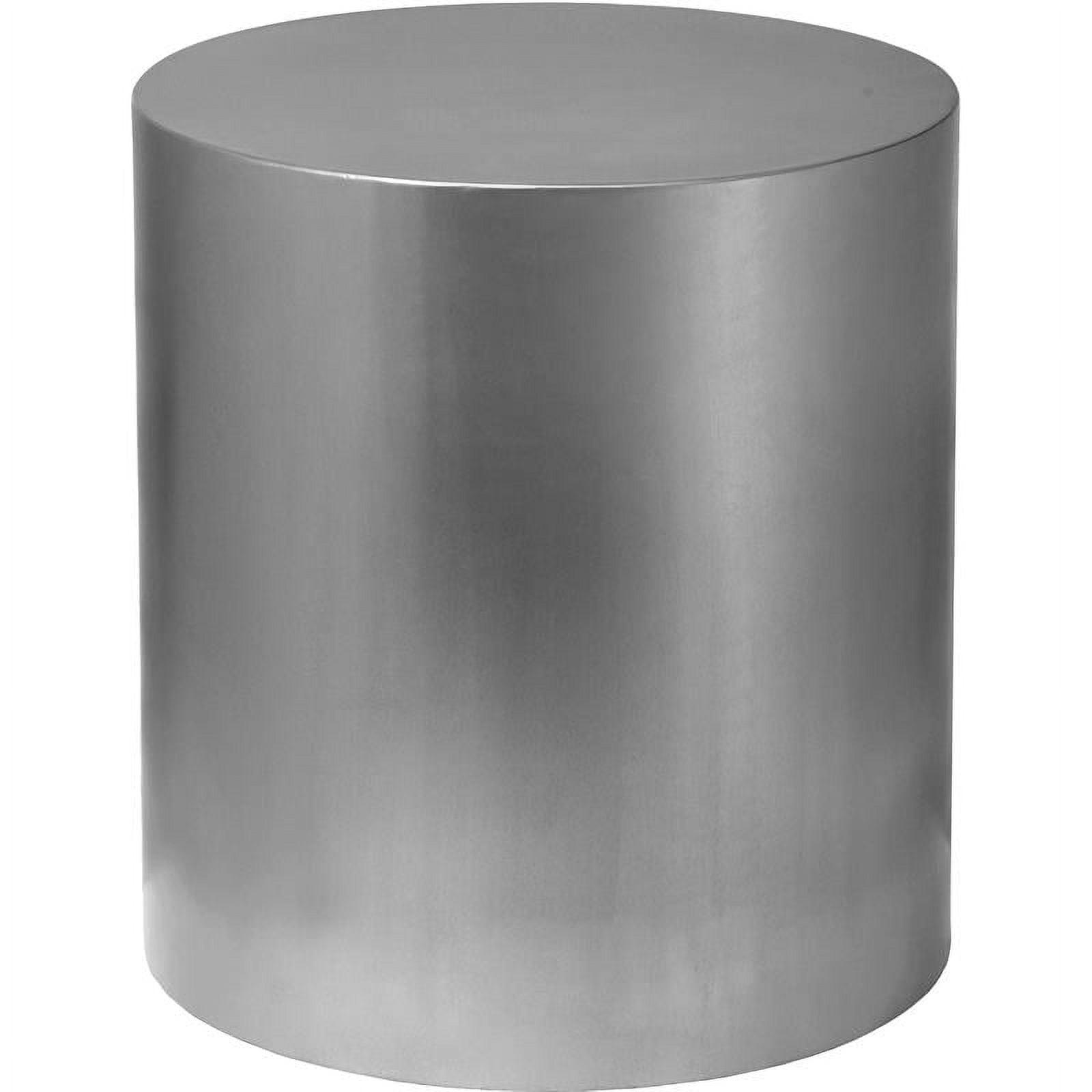 Sleek Cylinder Brushed Chrome Metal Round End Table 20"