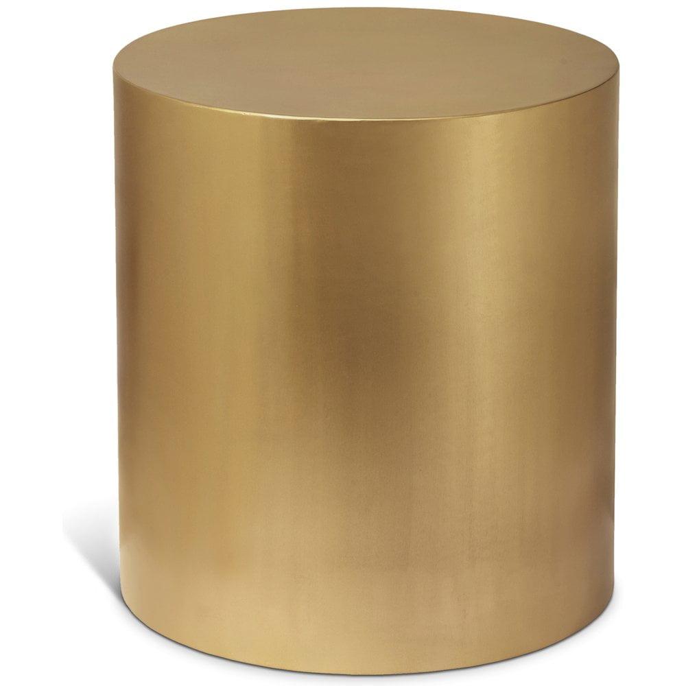 Meridian Furniture Cylinder Round Brushed Gold Metal End Table