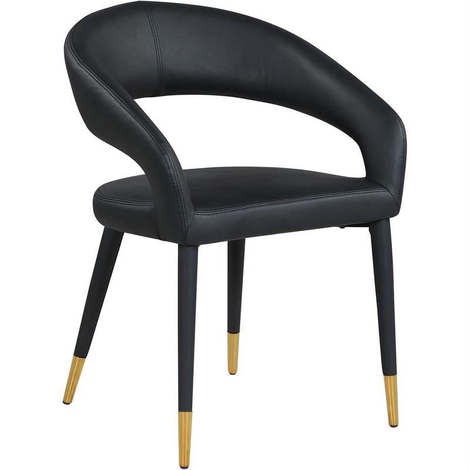 Destiny 23" Black Faux Leather Upholstered Arm Chair with Gold Accents