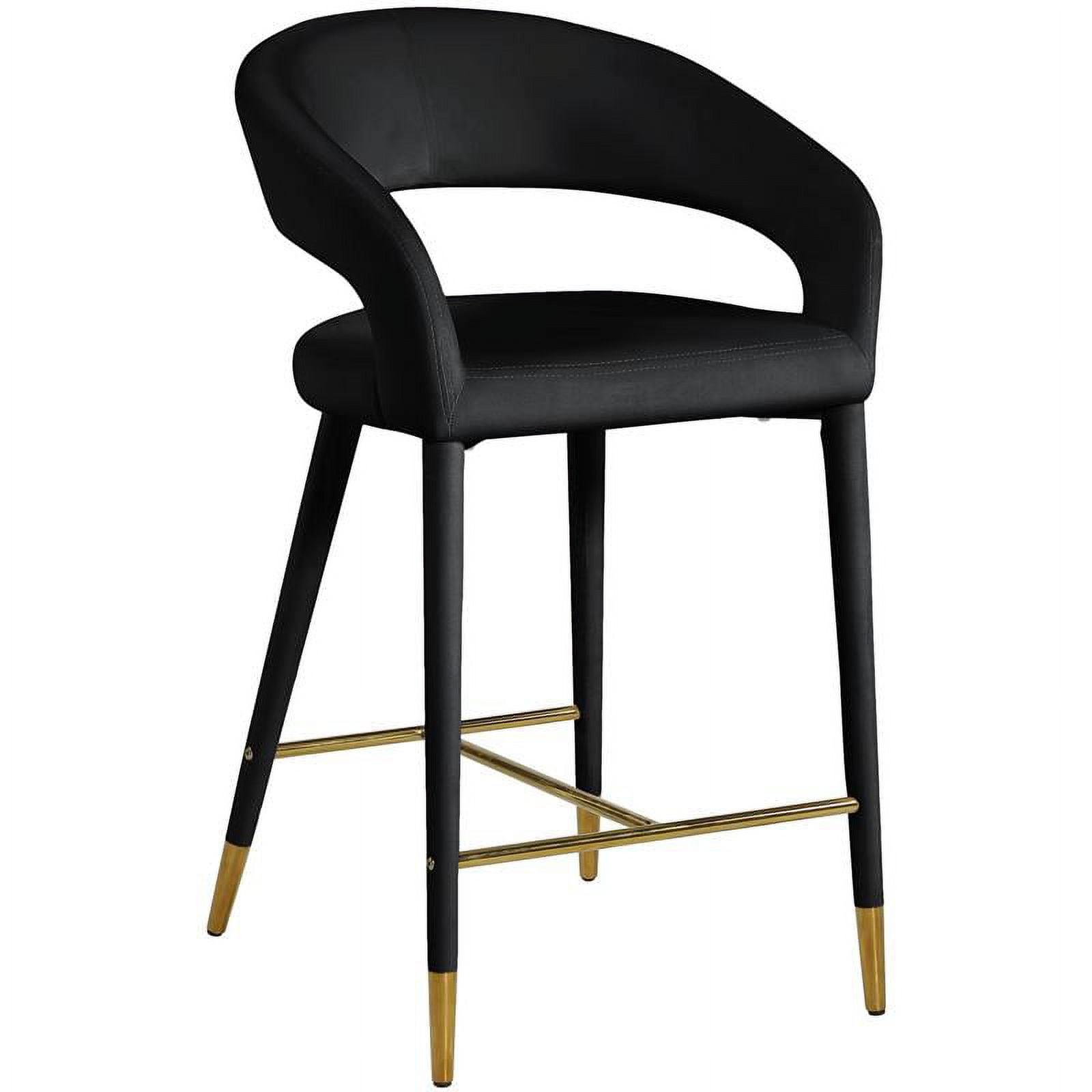 Elegant Black Velvet Counter Stool with Gold-Tipped Legs