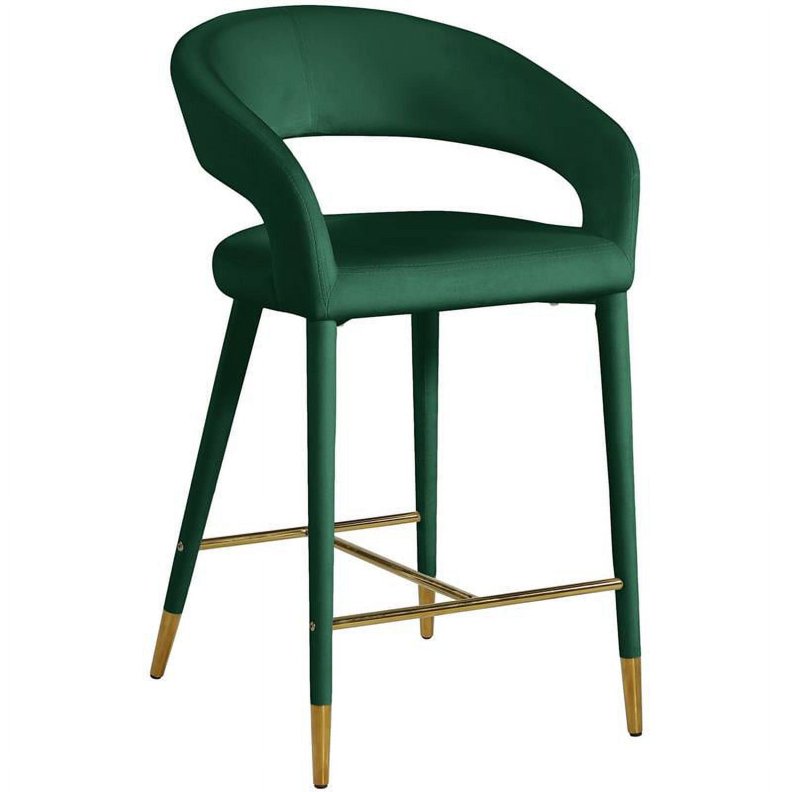 Destiny Green Velvet and Gold Tipped Counter Stool