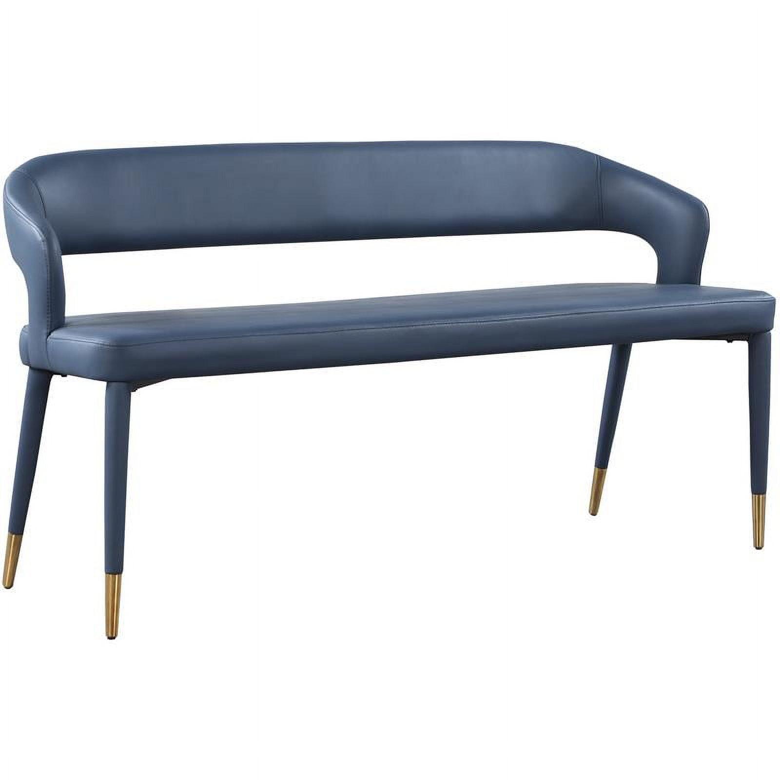 Destiny Navy Vegan Leather Bench with Gold-Tipped Legs