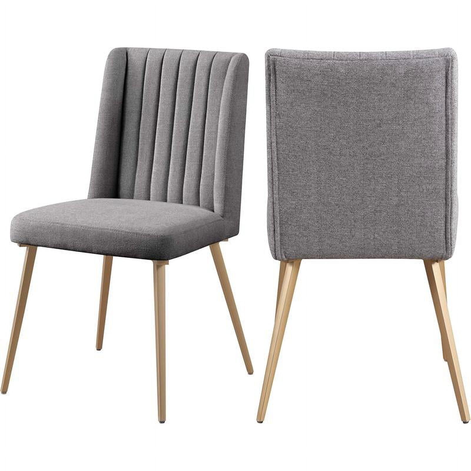 Eleanor Gray Linen Upholstered Dining Chair with Gold Metal Legs