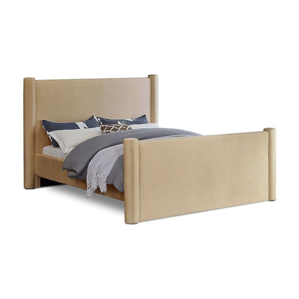 Meridian Furniture Elias Camel Velvet Queen Bed
