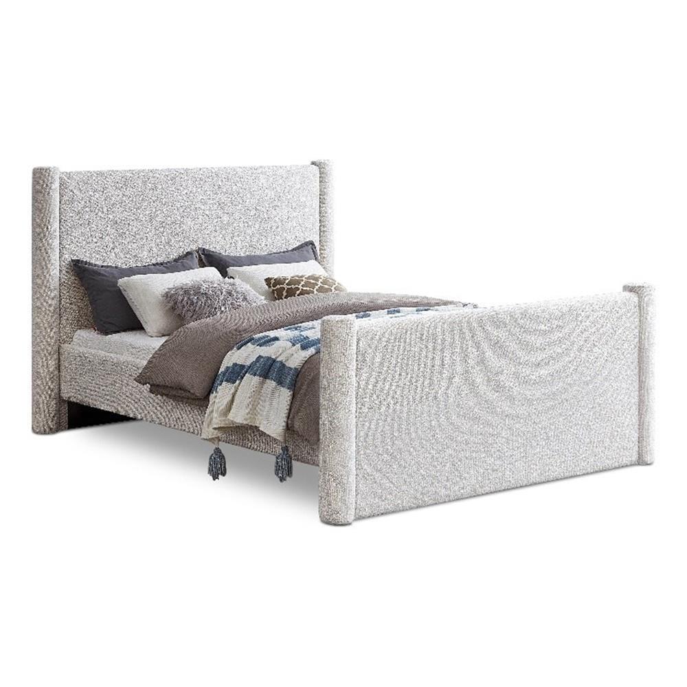 Meridian Furniture Elias Cream Boucle Fabric Queen Bed