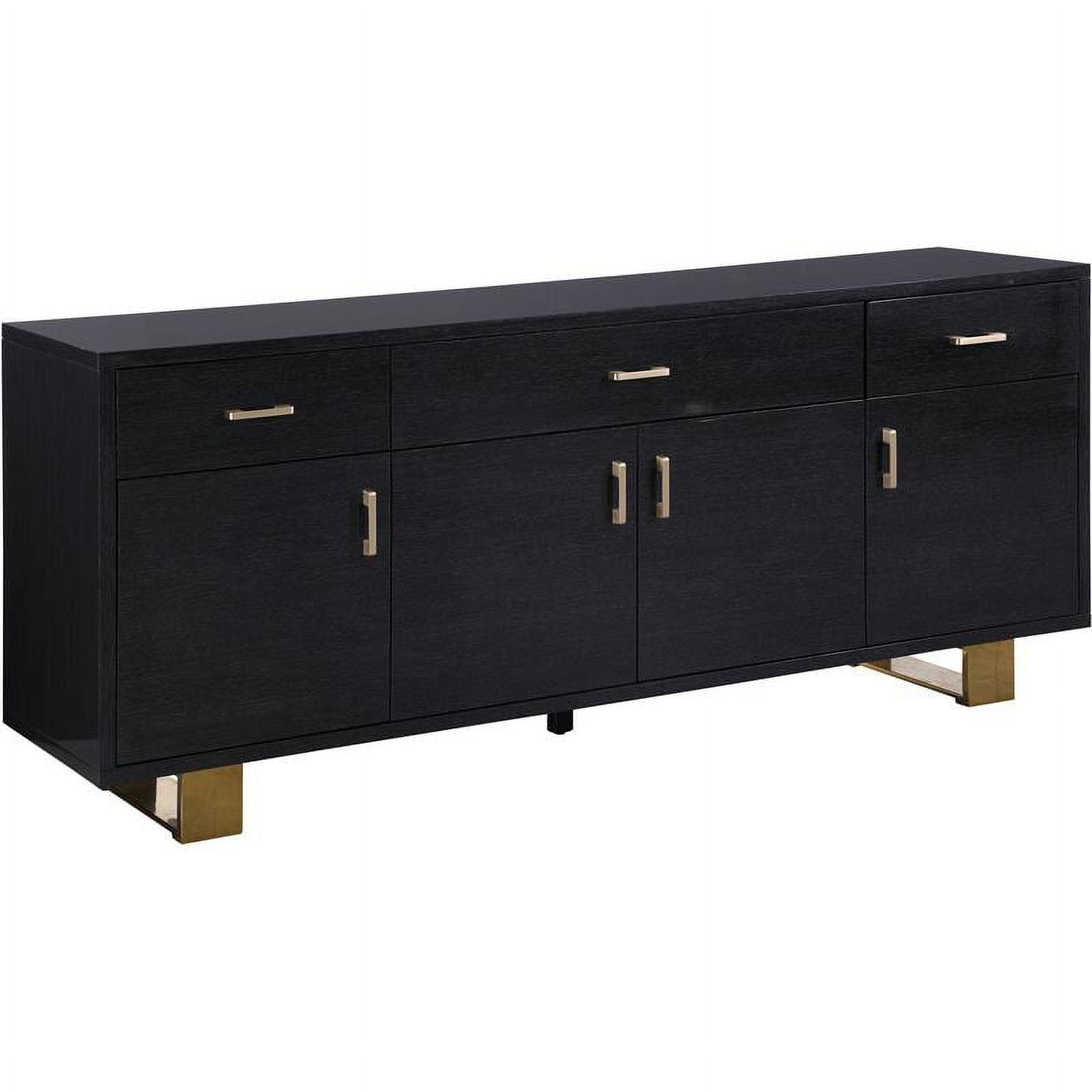 Excel 72" Rich Grey Oak and Gold Modern Sideboard Buffet