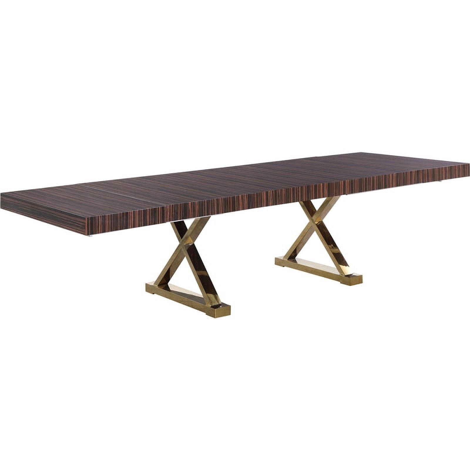 Excel 84" Brown Zebra Wood Extendable Dining Table with Gold Base