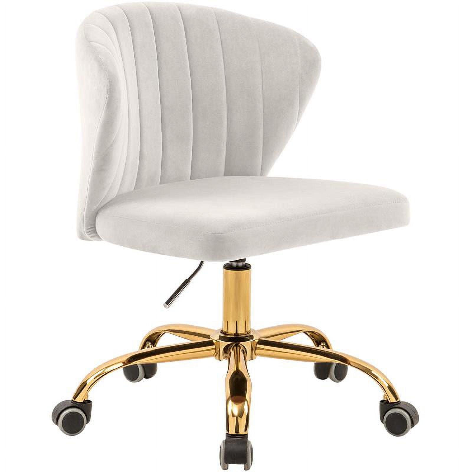 Finley Cream Velvet Swivel Office Chair with Gold Base