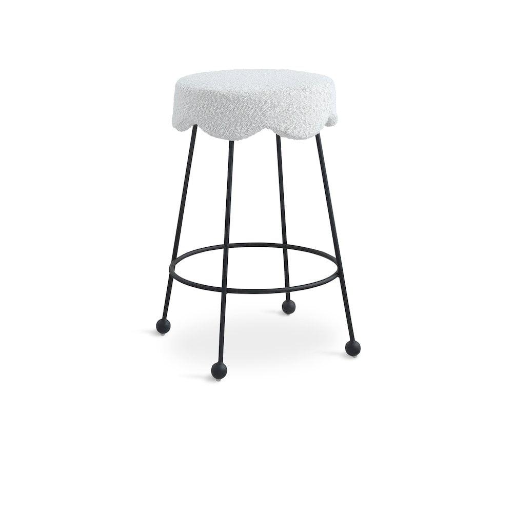 Meridian Furniture Fleur Cream Boucle Fabric Counter Stool