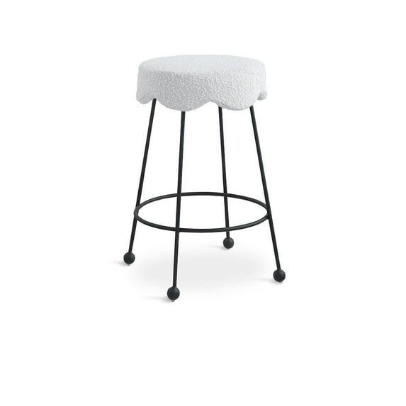 Meridian Furniture Fleur Cream Boucle Fabric Counter Stool