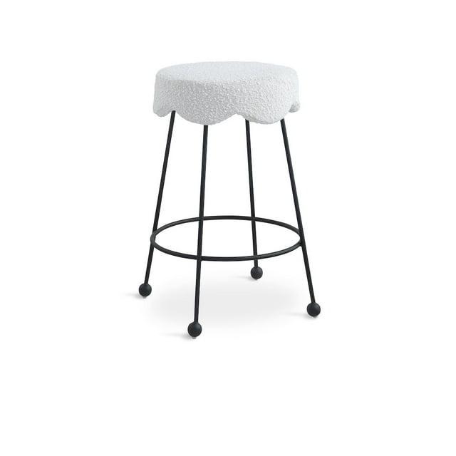 Meridian Furniture Fleur Cream Boucle Fabric Counter Stool